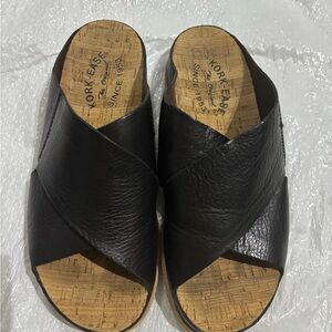 Kork-Ease Black Leather Mules